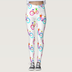 Legging bicicletas brancas arco-íris, bicicletas coloridas