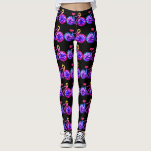 Legging Bicicletas Ciclografando Pernas Vermelhas Roxas Pr