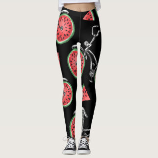 Legging Bicicletas de roda de melancia, padrão de verão.