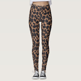 Legging Big Brown Spots Leopard Imprime Pernas de Pele Ani