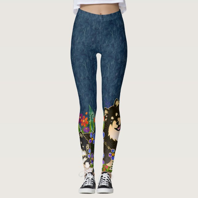 Legging BINDI LAPPY Lapphund finlandês Blu designer leggin (Frente)