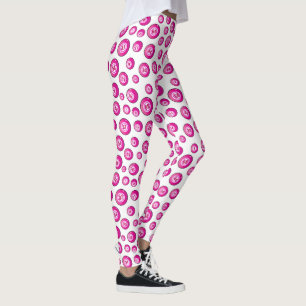 Legging Bingo Balls Branco Rosa Padrão