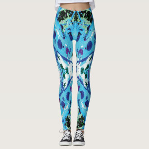 Legging Biologia Marinha Azul Verde Abstrato Salpico