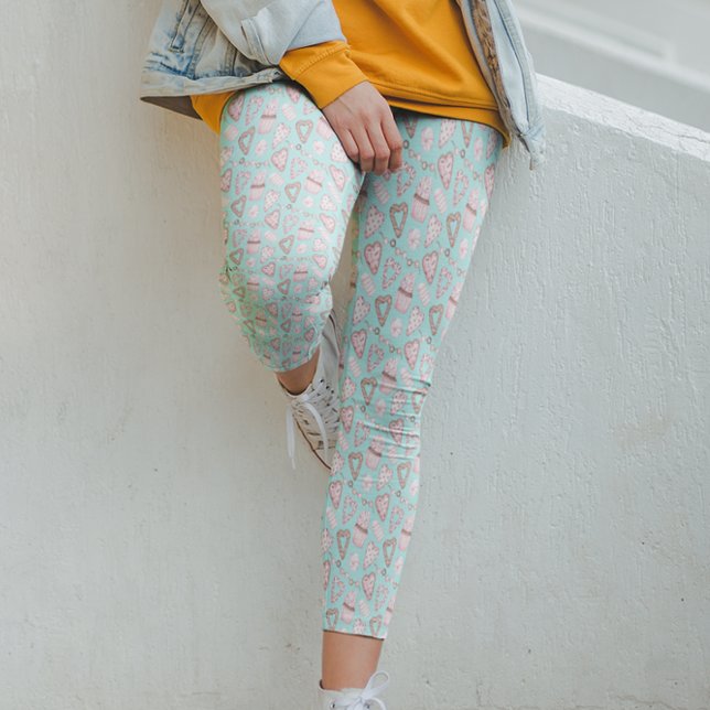 Legging Biscoitos com Cobertura de Coração de Aquarela do  (Criador carregado)