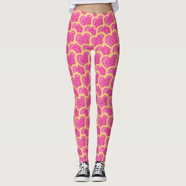 Legging Biscoitos Coracao Rosa Assando Presente Dia dos Na (Frente)