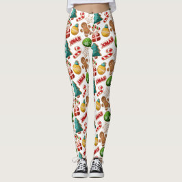 Legging Biscoitos de Gengibre Divertidos Padrão de Natal