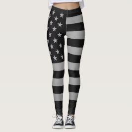 Legging Black American Flag Modern Edgy Monochrome 
