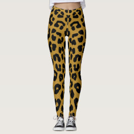 Legging Black and Gold Leopard Print Safari Pattern