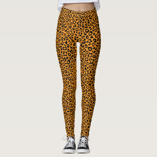 Legging Black and orange Leopard Print Fun Safari Pattern