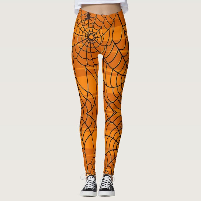 Legging Black and Orange, uma aranha de Halloween (Frente)