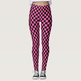 Legging Black and pink checkerboard pattern