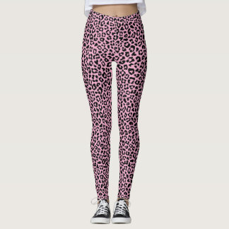 Legging Black and pink Leopard Print Fun Safari Pattern
