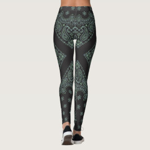 Legging Black and Sage Bandana Boho