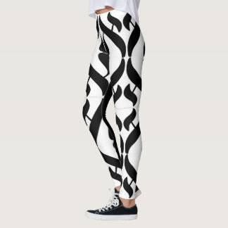 Legging Black and White Aleph Symbol Reflection