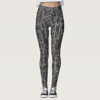 Legging black and white geometric abstract pattern