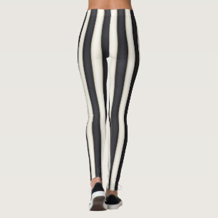 Legging Black & Antique White Vertical Strips Engraçado
