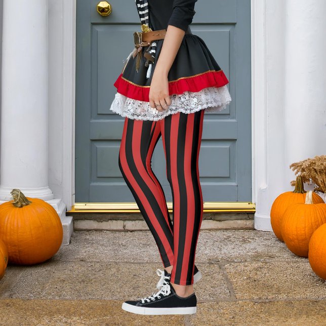Legging Black & Any Color Vertical Stripe Pirate Halloween (Criador carregado)