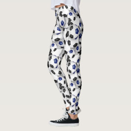 Legging black blue soccer balls pattern
