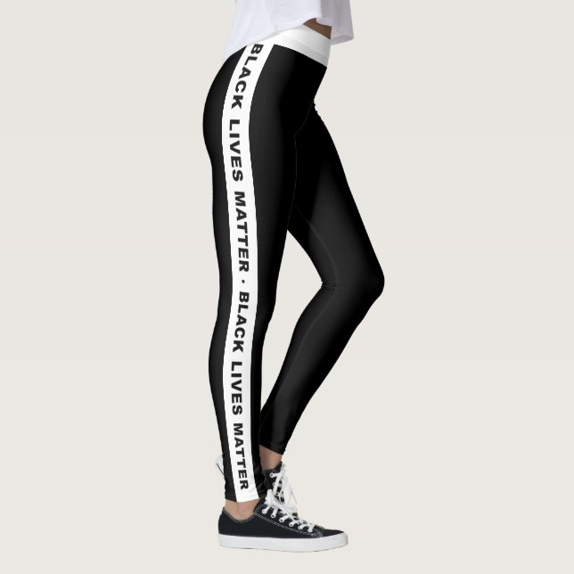 Legging Black Lives Matter - tira lateral branca em preto (Direita)