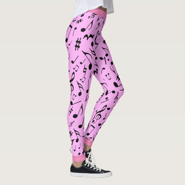 Legging Black Music Notes on Pink (ou Your Col) (Direita)