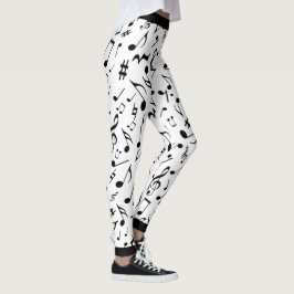 Legging Black Music Notes on White ou Your Col