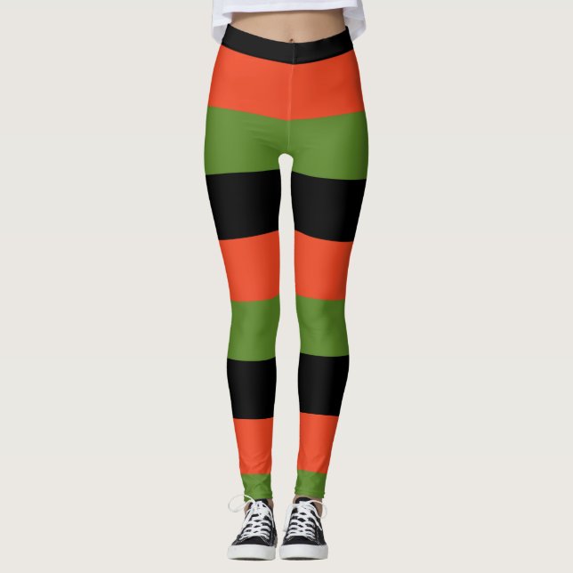 Legging Black Orange & Green Strix Halloween (Frente)