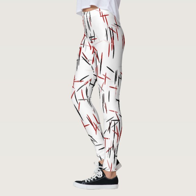 Legging Black Red and White Line Art (Esquerda)