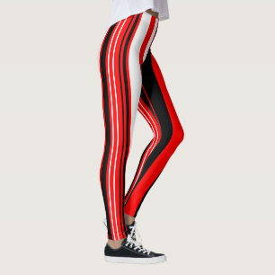 Legging Black Red and White Stripes