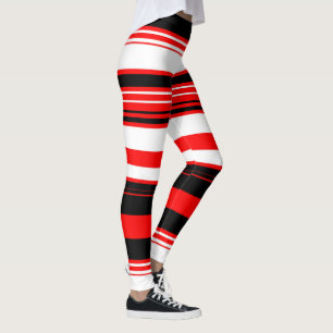 Legging Black Red and White Stripes