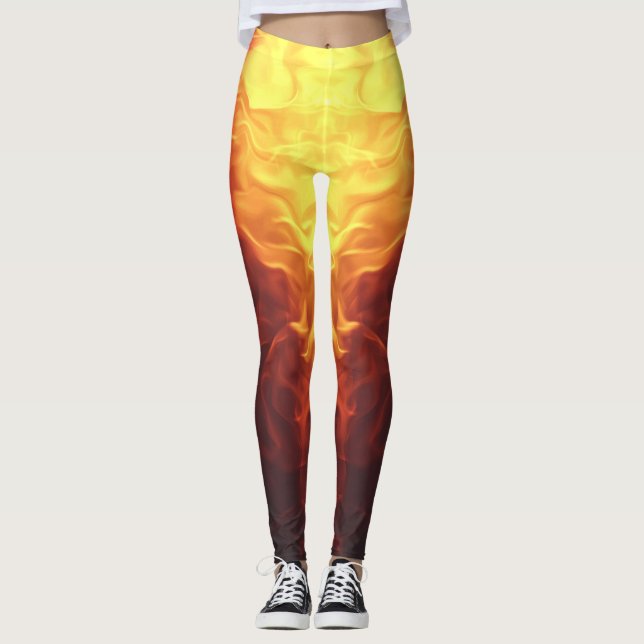 Legging Black Red Yellow Ombre Flames (Frente)