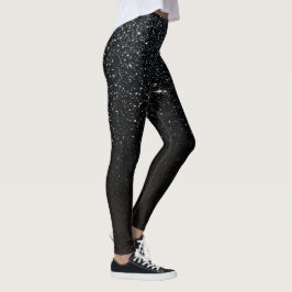 Legging Black Sparkle Faux Glitter Night Sky