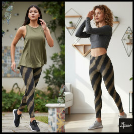 Legging Black Taupe Glitch Woven Diagonal Stripe