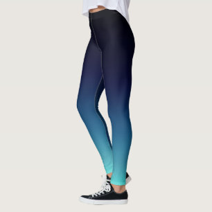 Legging Black To Deep Blue Sea Ombre Gradient Fade