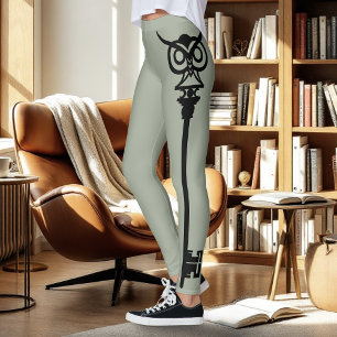 Legging Black Tribal Green Owl Skelton Key