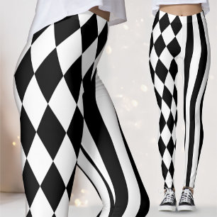 Legging Black White Harlequin Men's Jester Diamond
