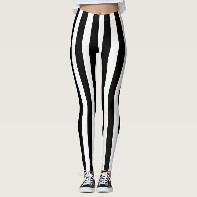 Legging Black & White Stripes Vertical Figurino do Hallowe (Frente)