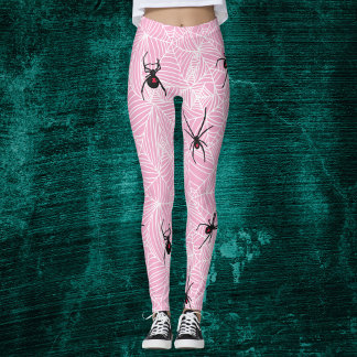 Legging Black Widow Spider Webs Pastel Pink Costume Leggin