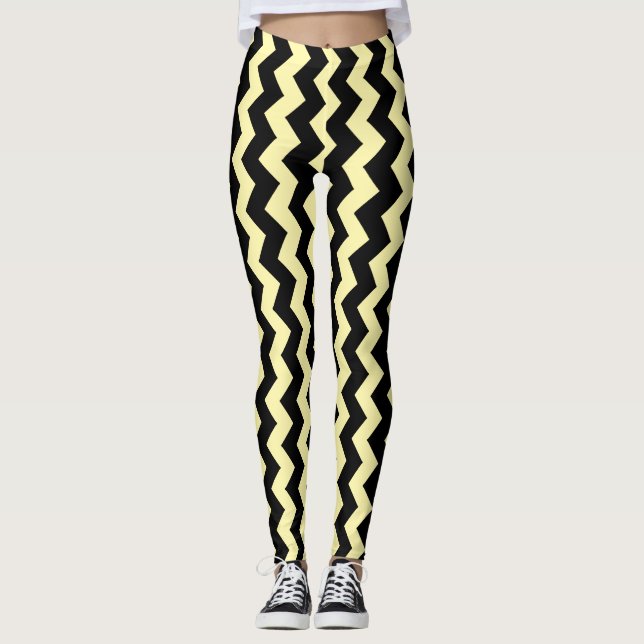 Legging Black Zigzag Design You Choose Background Colour (Frente)