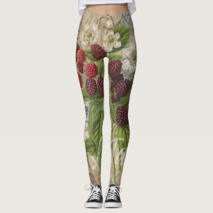 Legging Blackberry Floral Garden Fllower Butfly Art