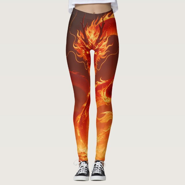 Legging Blazing Fire Dragon | Mythical Flame Dragon Fantas (Frente)