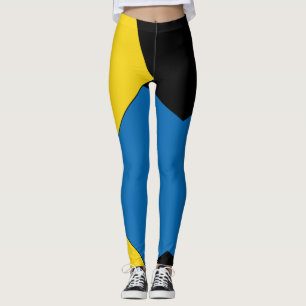 Legging bloco colorido Abstrato de cor amarelo e azul