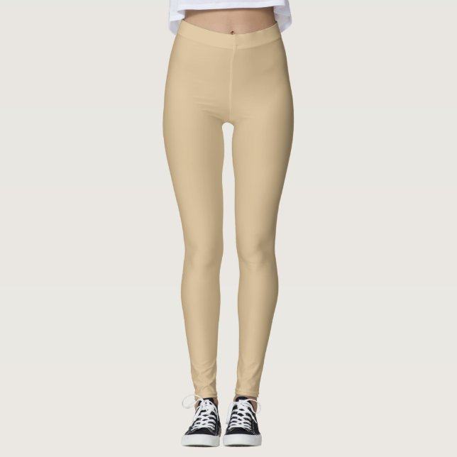 Legging Bloco de cor prática moderna l bege (Frente)