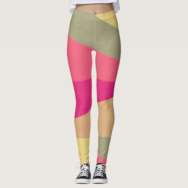 Legging Bloco de Cores Geométricas Abstratas (Frente)
