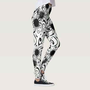 Legging Bloco de Tinta Líquida Fluido de Arte abstrato