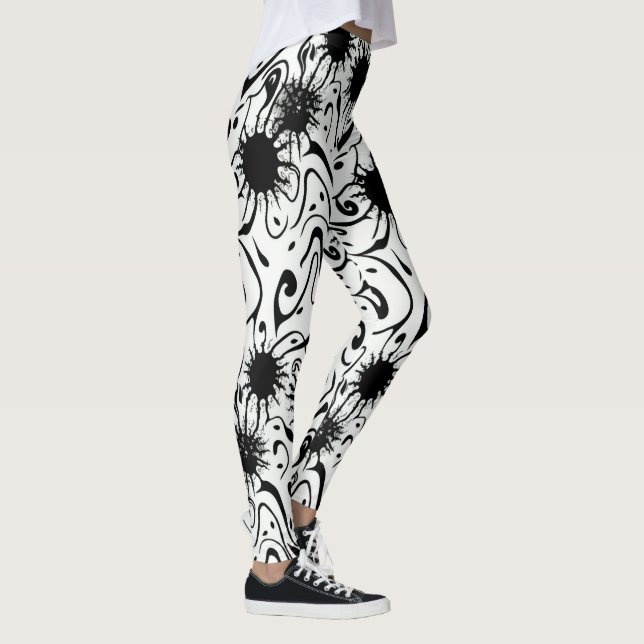 Legging Bloco de Tinta Líquida Fluido de Arte abstrato (Direita)