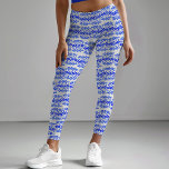 Legging Bloco Impressão do Círculo Branco Azul-Negrito Abs<br><div class="desc">Esta divertida design de círculo inspirada por tribos foi criada usando imagens de estampar meus selos esculpidos pela mão digitalmente gravados em um abstrato de aquarela azul elétrico em um fundo branco para fazer um design verdadeiramente único que evoca o aspecto do tecido de bloco.</div>