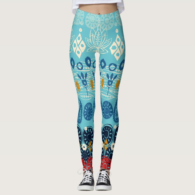 Legging bloco lotus azul (Frente)