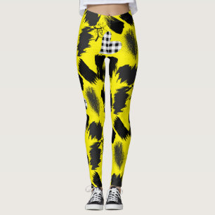 Legging blocos componentes.Preto e Branco.w.01x4 B Amarelo