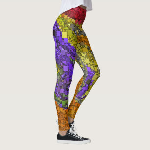 Legging Blocos de Abstrato geométrica coloridos divertido