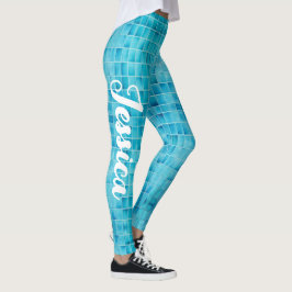 Legging Blocos de azulejo de vidro azul mosaico
